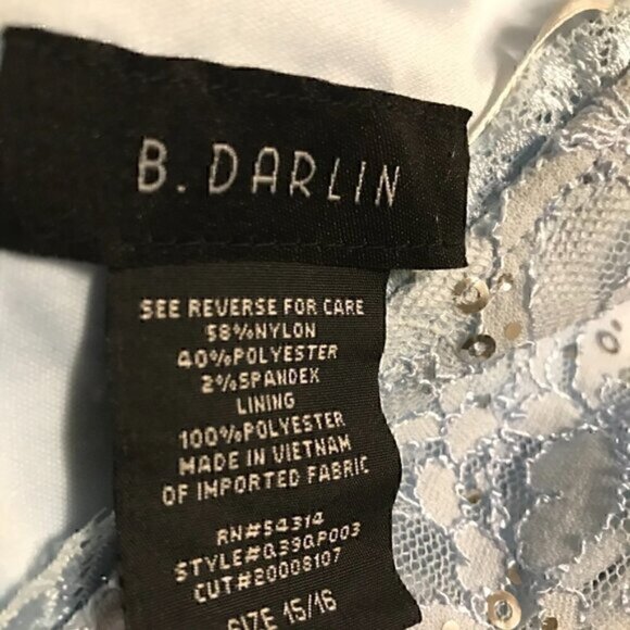 B.Darlin Baby Blue Cropped Sequin Short Sleeve  Lace Floral Zip Crop Top L - Picture 3 of 3